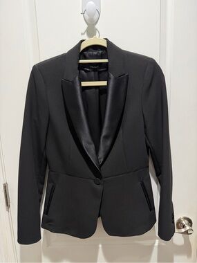 ZARA Basic Black Tuxedo Blazer Satin Lapel – Classic Tailored Jacket